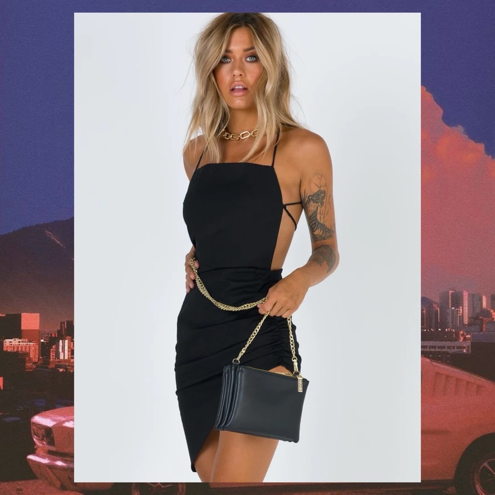 NWOT Princess Polly x Lioness Asymmetrical Black Mini Dress